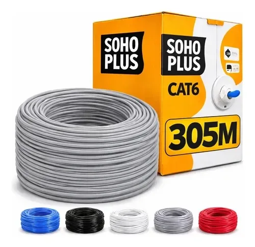 Cabo de rede CAT6 Furukawa caixa 305m para CFTV IP e redes estruturadas