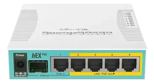 Roteador Mikrotik hEX PoE RB960PGS 5 portas Gigabit com PoE out e SFP