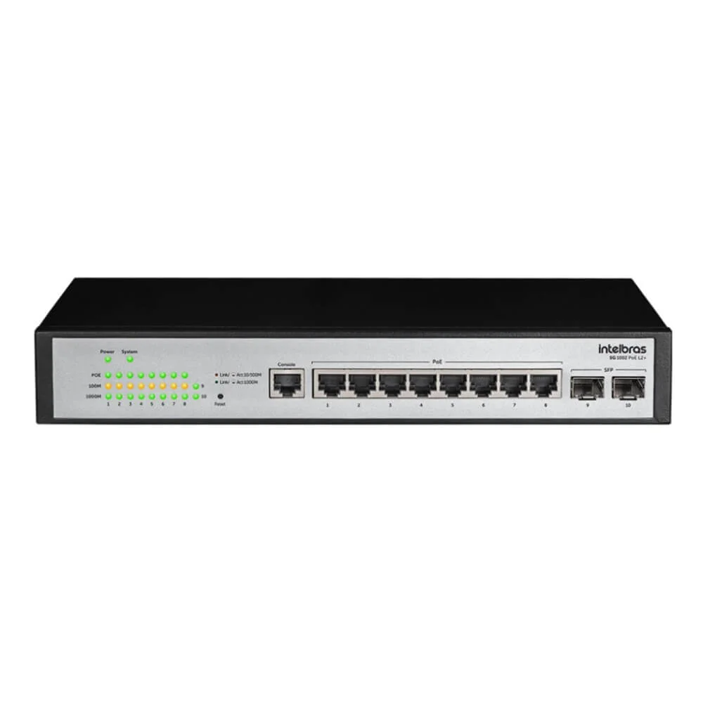 Switch Gerenciável 8 Portas Gigabit PoE+ Intelbras SG 1002 PoE L2+ com 2 Portas SFP - Miniatura 3