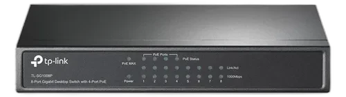 Switch PoE+ TP-Link TL-SG1008P de 8 portas Gigabit para câmeras IP