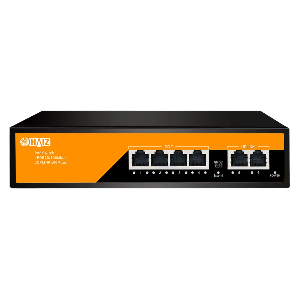 Switch PoE 4 Portas + 2 Uplink 10/100 Mbps Haiz HZ-1006P-EA2 - Miniatura 4