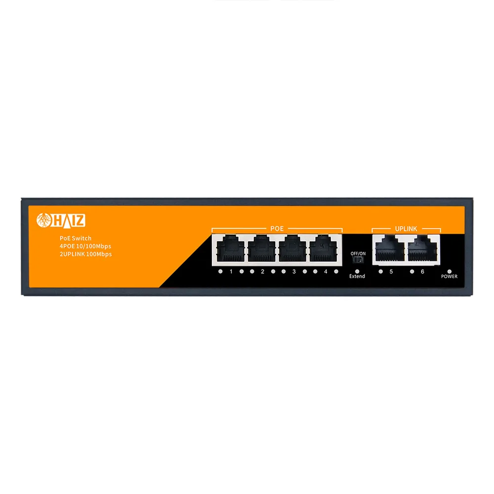 Switch PoE 4 Portas + 2 Uplink 10/100 Mbps Haiz HZ-1006P-EA2 - Miniatura 5