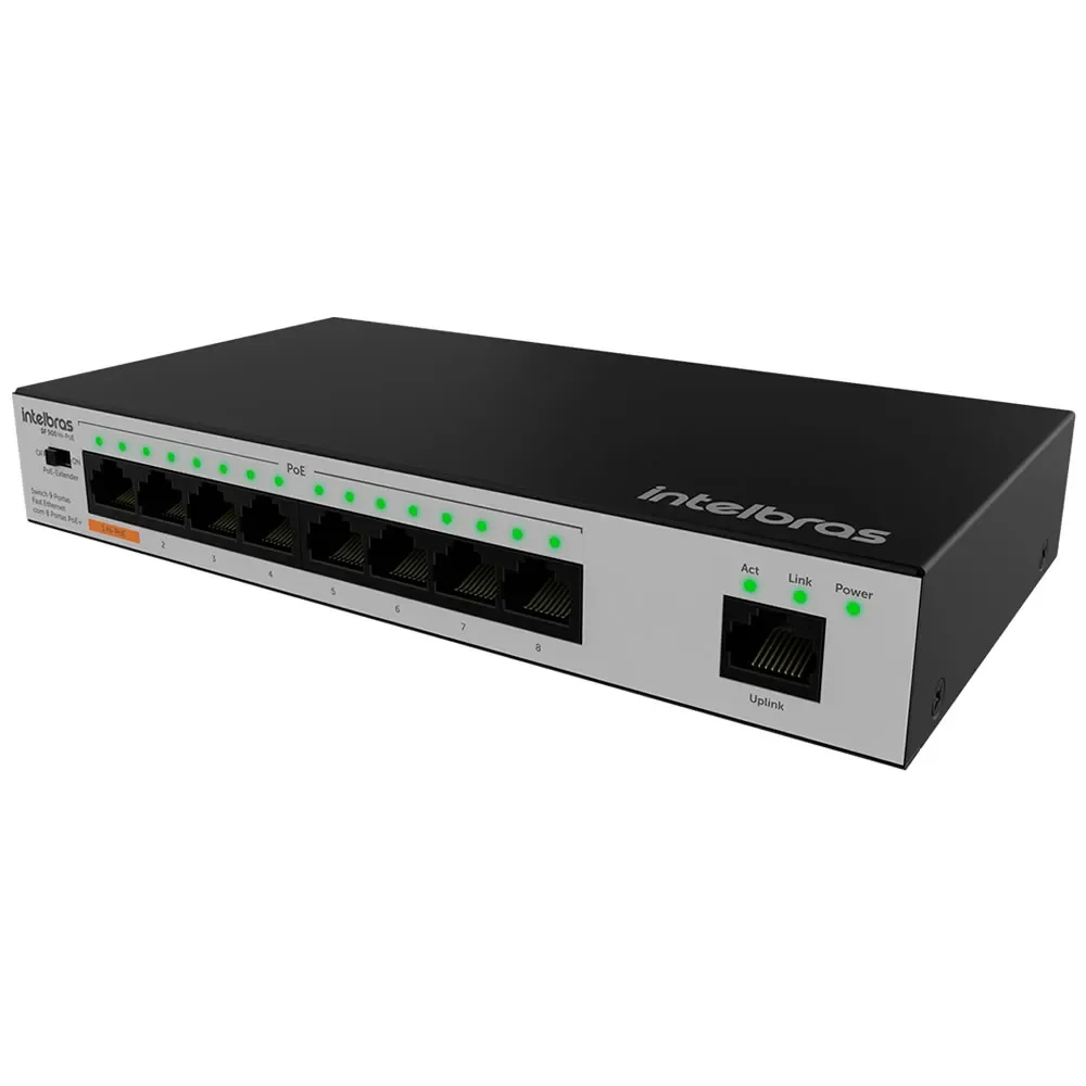 Switch 9 Portas Fast Ethernet Hi-PoE 96W Intelbras SF 900 Hi-PoE - Miniatura 3