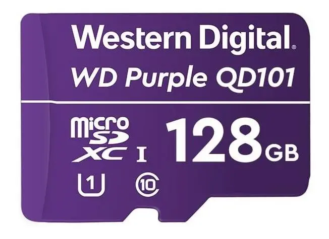 Cartão microSD WD Purple QD101 de 128 GB, modelo WDD128G1P0A
