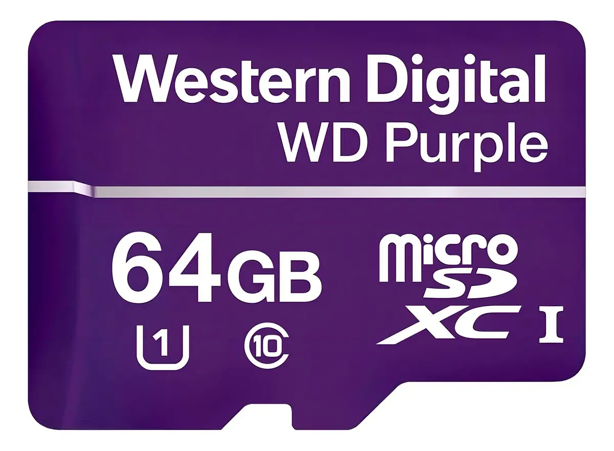 Cartão microSD Western Digital WD Purple de 64 GB, modelo WDD064G1P0A